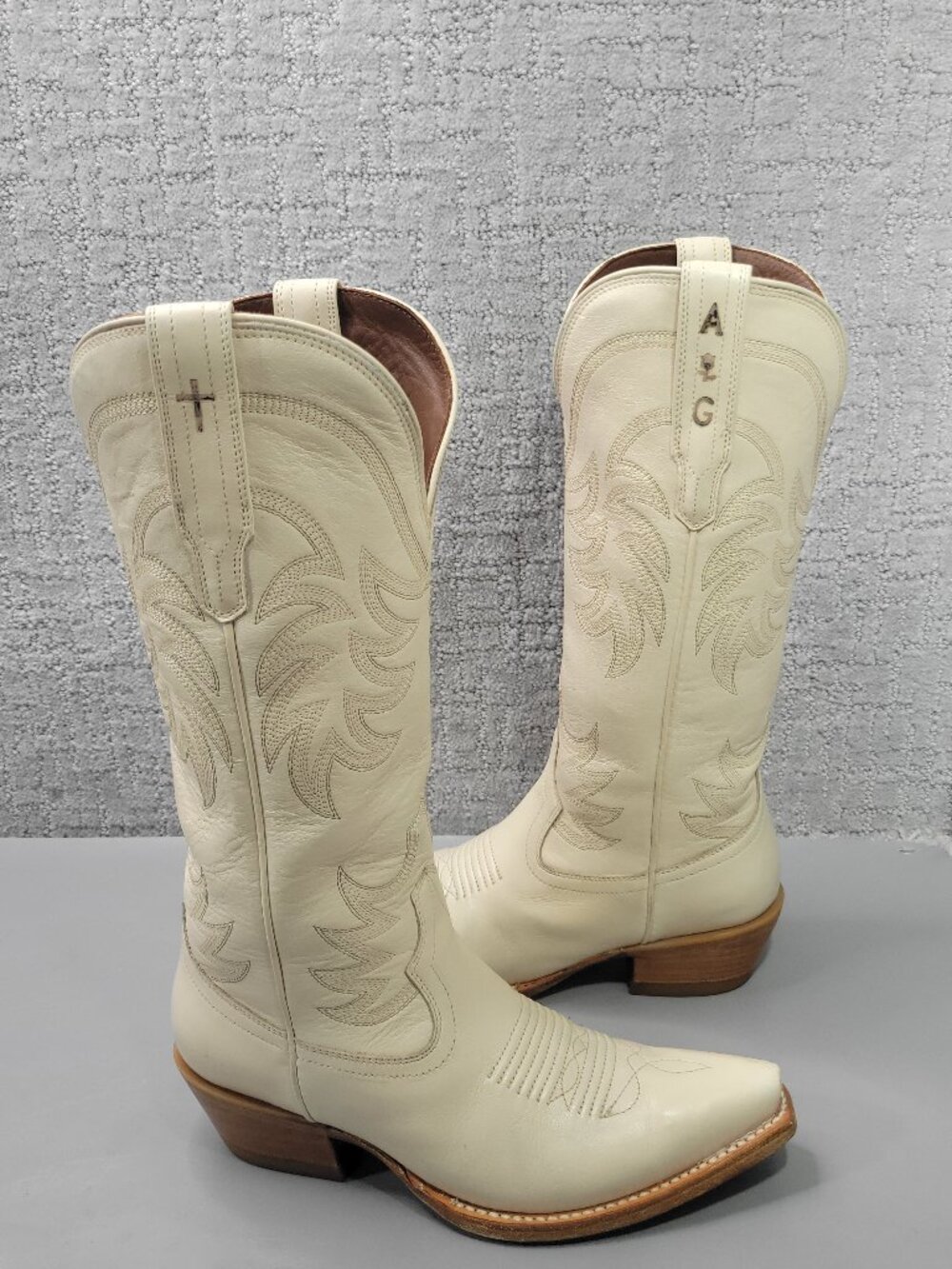 Tecovas The Annie Women's Size US 7.5B Bone Cowhide Leather Cowgirl Boots